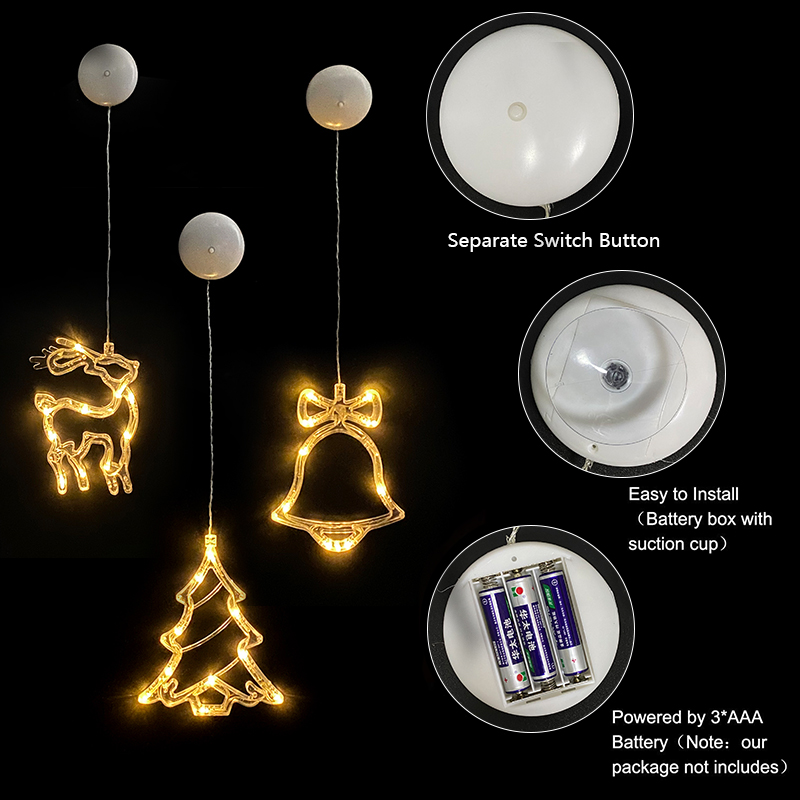 Weihnachts-led-lichterkette mit schneeflocken, weihnachtsmann-anhänger, fensterdekoration für zuhause, weihnachten, navidad-jahresdekoration