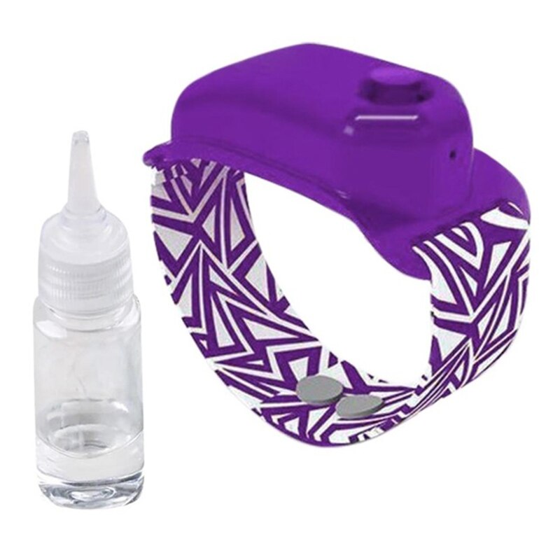 Hand Sanitizer Dispensing Portable Bracelet Wristband Wearable Hand Sanitizer Dispenser Pumps Soap Dispenser 10ML: purple with bottle