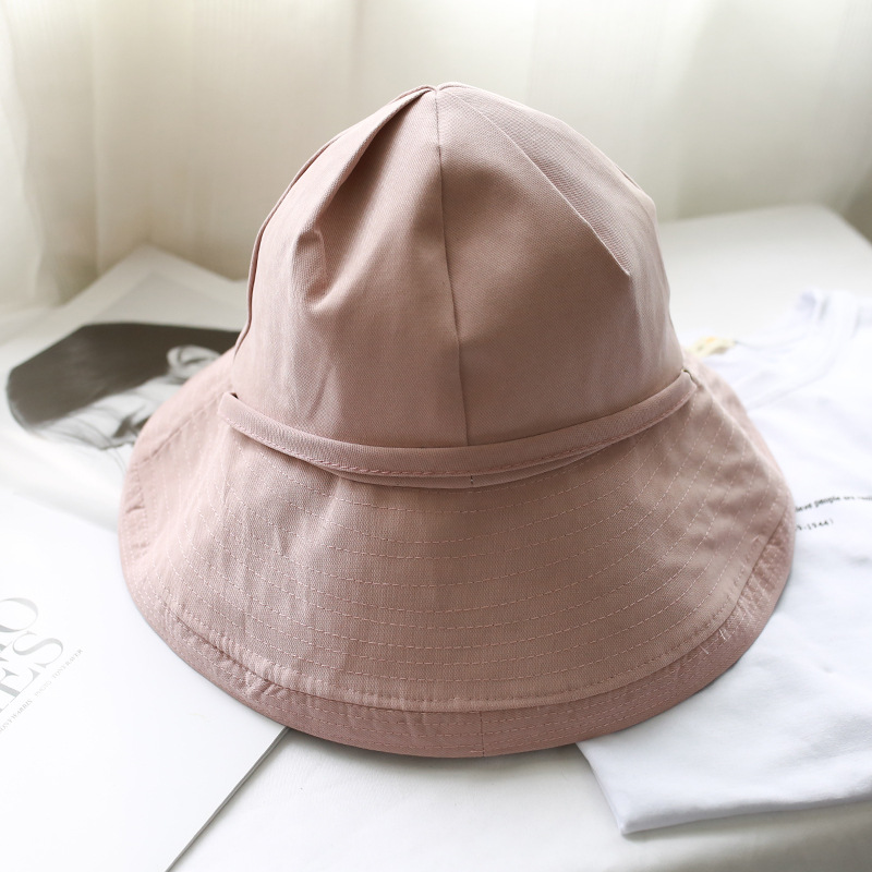 Visser hoed vrouwelijke Koreaanse versie van de literaire en artistieke grote hoed dakranden zon-proof hoed brede dakranden dome tie bassin hoed: WHITE