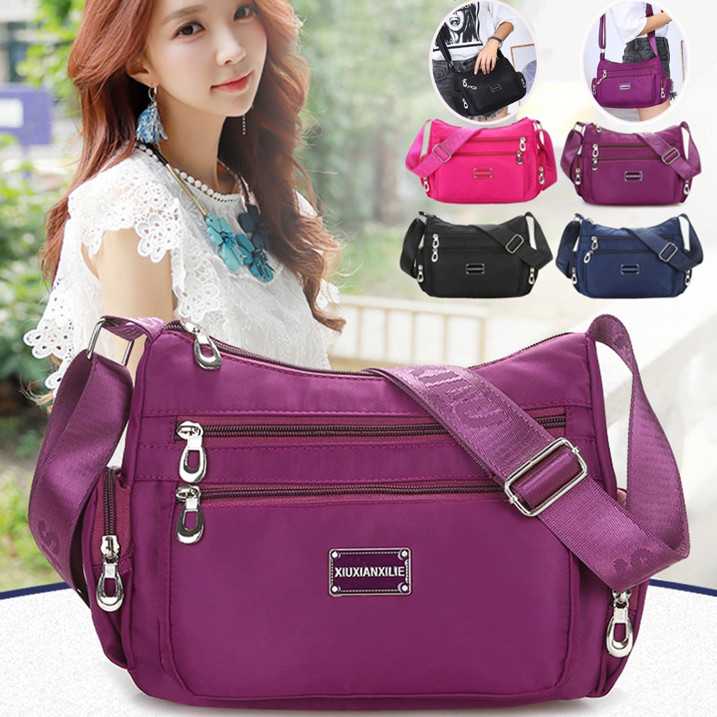 Women Handbag Multi-Functional Bag Women's Shoulder Bag Durable Waterproof Nylon Crossbody Messenger Bag Female