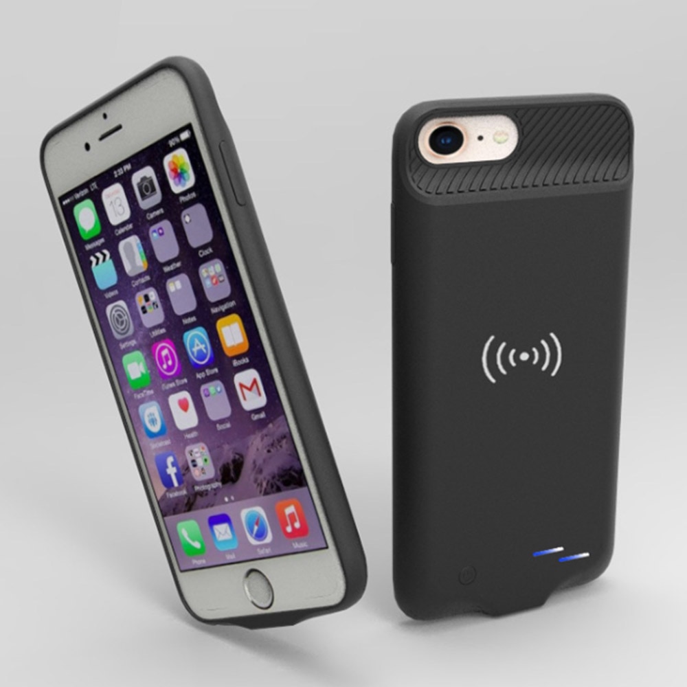 3800 mah etui na ładowarkę robić iPhone 6 6S 7 8 ultra-cienkie bezprzewodowe ładowanie wyjście audio miękki silikonowy przenośny zasilacz