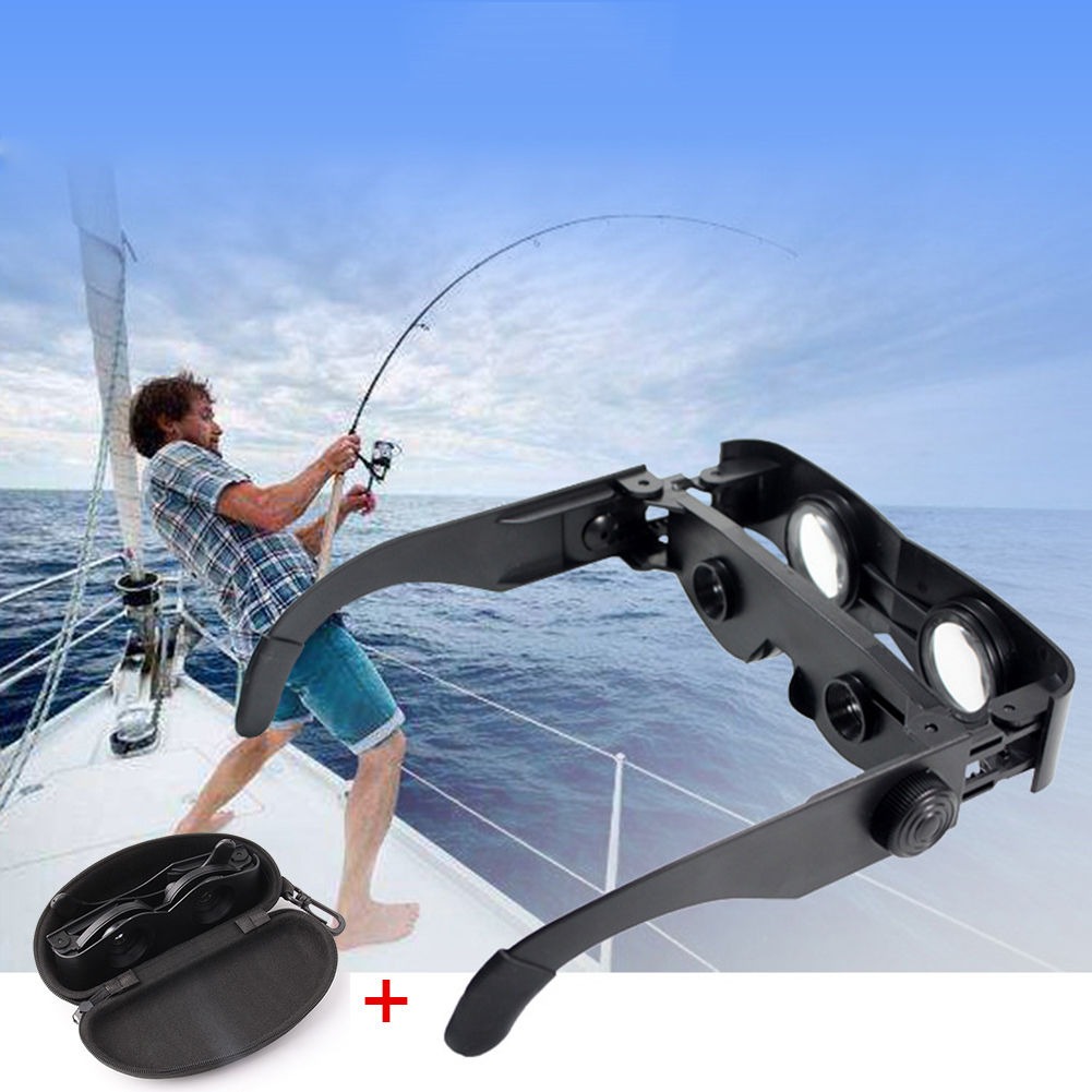 Portable Fishing Telescope Glasses Style Binoculars 6X Magnifier Adjustable Eyewear with Storage Case