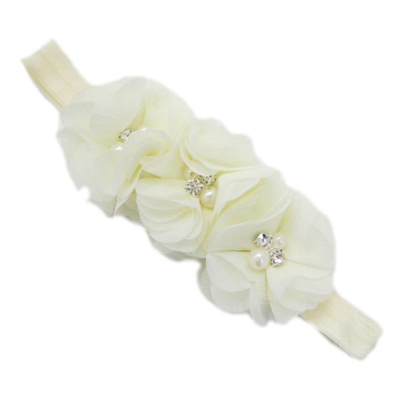 Newborn Toddler Baby Girl Elanewborn photography props hairband tiaras infantistic Headband Chiffon Flower Headband: Beige