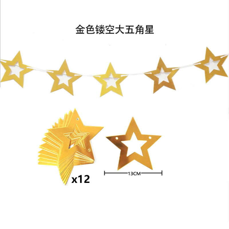 Glitter Stars Garland Banner Decoration Star Hanging Bunting Banner for Graduation Wedding Birthday Christmas Party Supplie: Olive