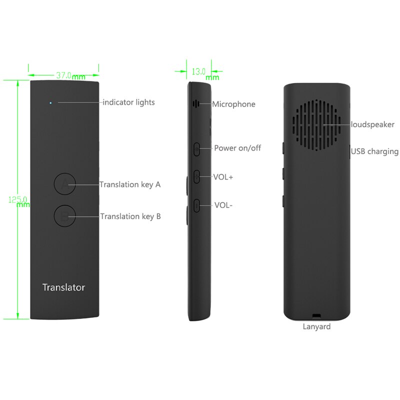 T6 Portable Mini Wireless Smart Translator 38 Languages Two-Way Real Time Instant Voice Translator APP Multi-Language Travelling