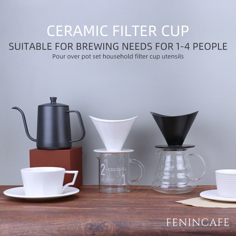 Japanese Style 2cups Hand Drip Coffee Filter Pour Over Coffee Brewer Cup and Saucer Ceramic Coffee Tea Mug Espresso Cup
