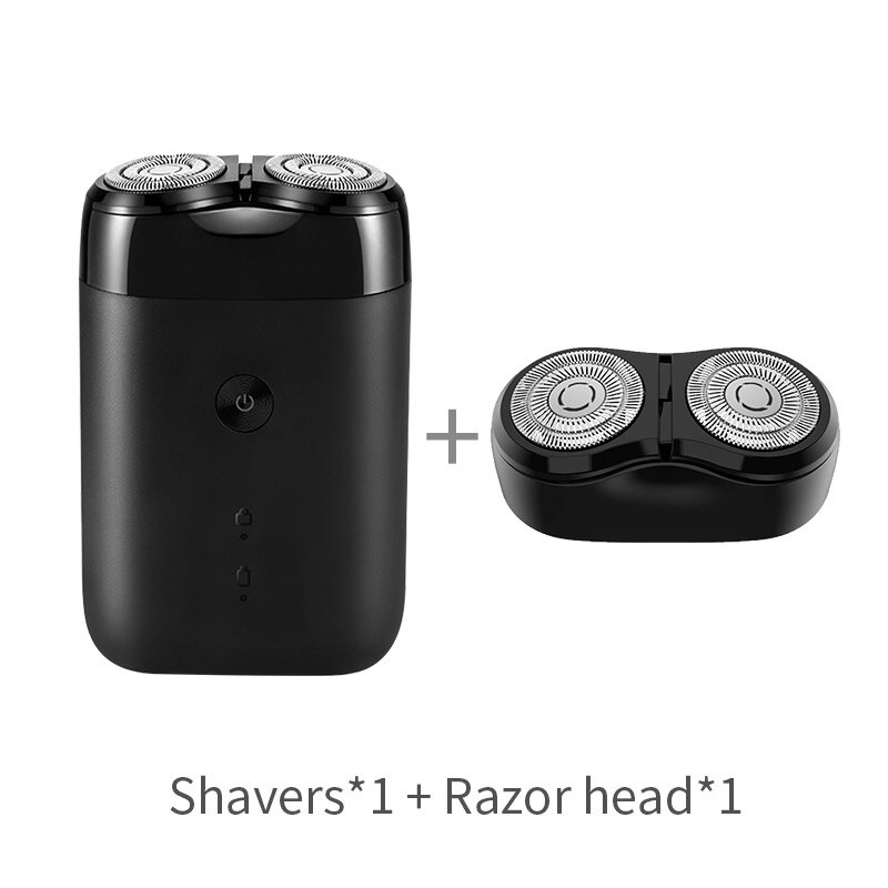 Xiaomi-Afeitadora eléctrica Mijia S100 para hombre, recargable por USB, grado IPX7, resistente al agua, rotativa, portátil, recortadora de barba: Add shaver head