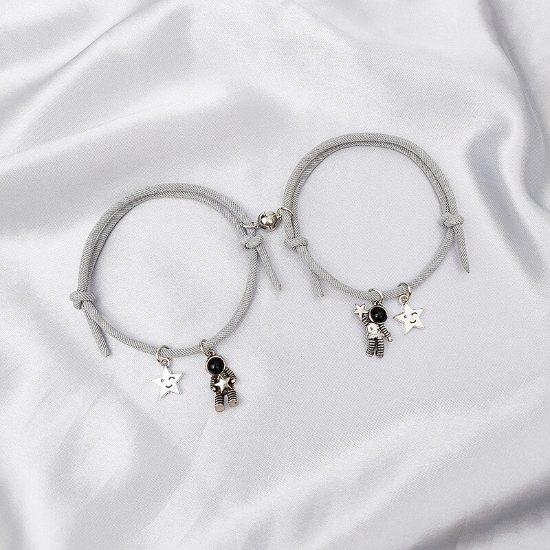 European magnetic win astronaut couple bracelet for lovers milan rope astronaut bracelet for couple jewelry zr -12: Grey