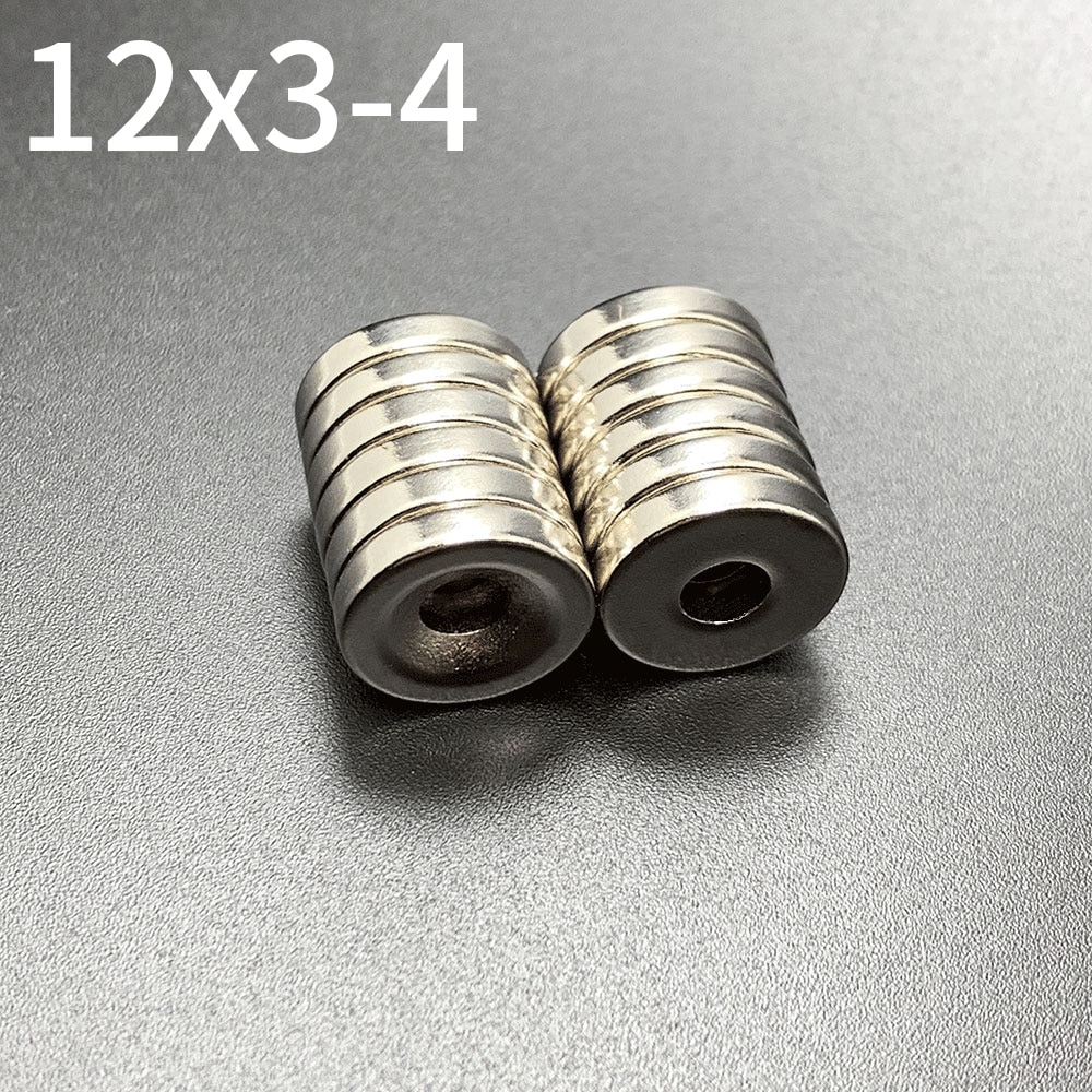 10Pcs 12x3-4 Neodymium Magneet 12X3 Gat 4 N35 Ndfeb Ronde Super Krachtige Sterke Permanente Magnetische Imanes