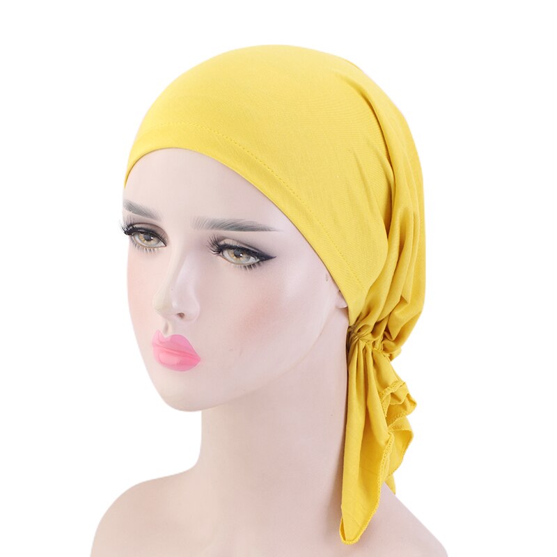 Foulard en bambou et coton pour femmes musulmanes, Bonnet de chimio, accessoires pour cheveux, bandana anticancer, couvre-chef, chapeau de Pirate: 463 Turmeric