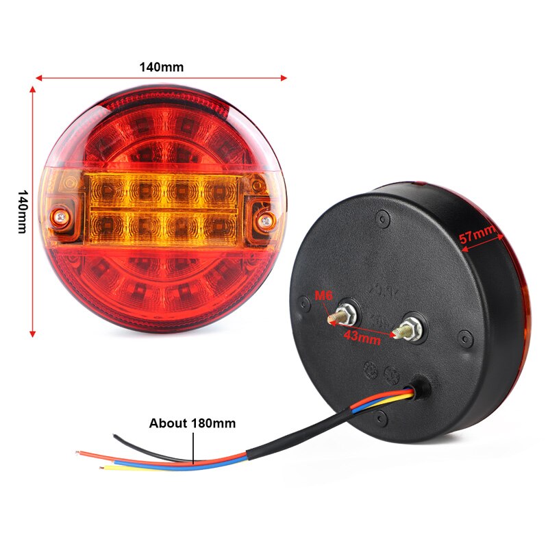 1 pièces 12V 24V LED arrière feu arrière lumineux avertissement rond Hamburger lumières pour lampe camion camion voiture Van remorque
