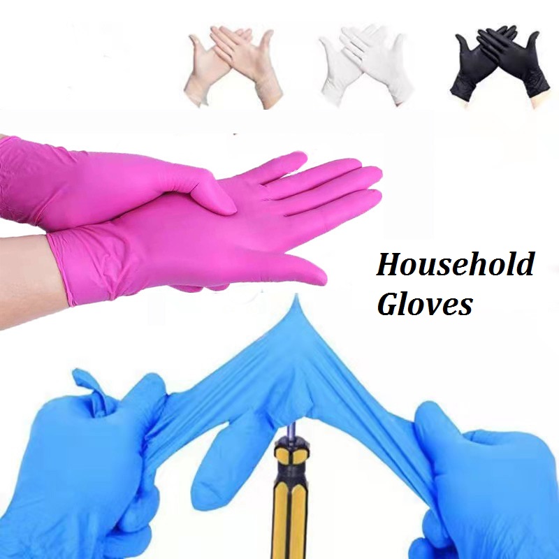 Gants de nettoyage en Latex réutilisables, 20 pièces, étanches, en Nitrile noir, accessoires de cuisine et de jardin pour la maison