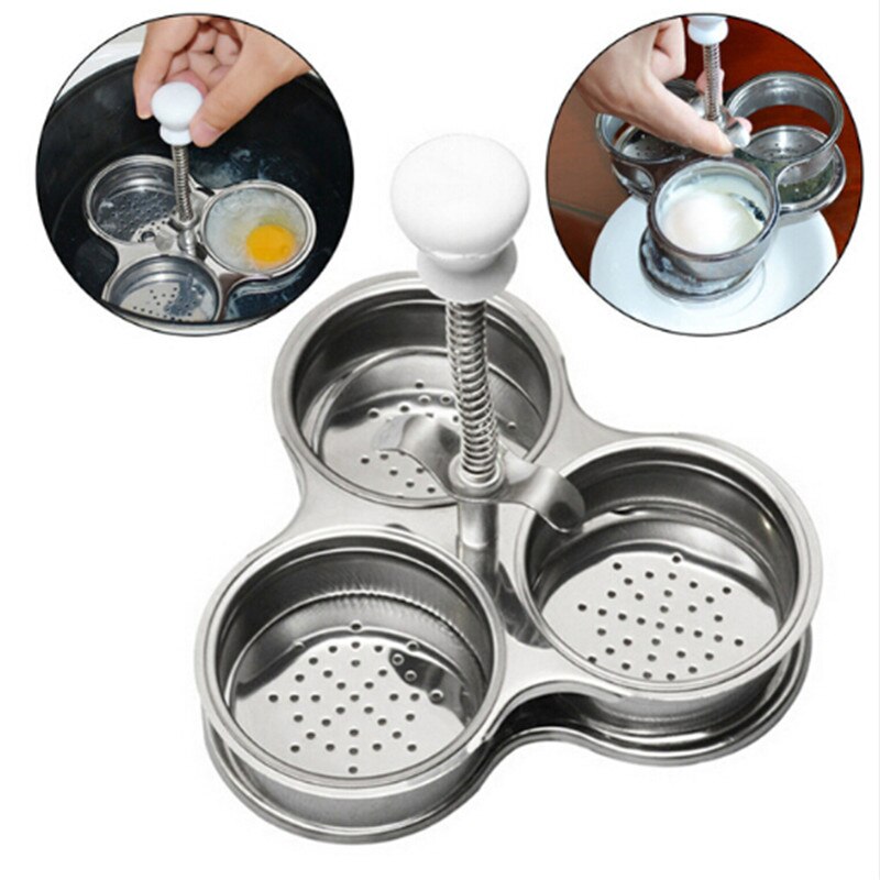 Multi-Fonction Acier Inoxydable 3 Grille Micro-ondes Oeuf Braconniers Cuisinière Chaudière Vapeur Outil Cuisine Oeuf Braconnier