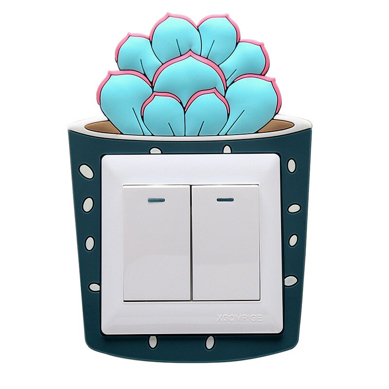Cactus Socket Wall Stickers Switch Room Decorative Luminous Stickers Home Switch Cover Wall Light Socket Stickers: C