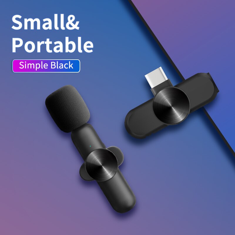 Wireless Lavalier Microphone Portable Rechargeable Mini Mic Audio Video Recording for IOS Android Live Broadcast