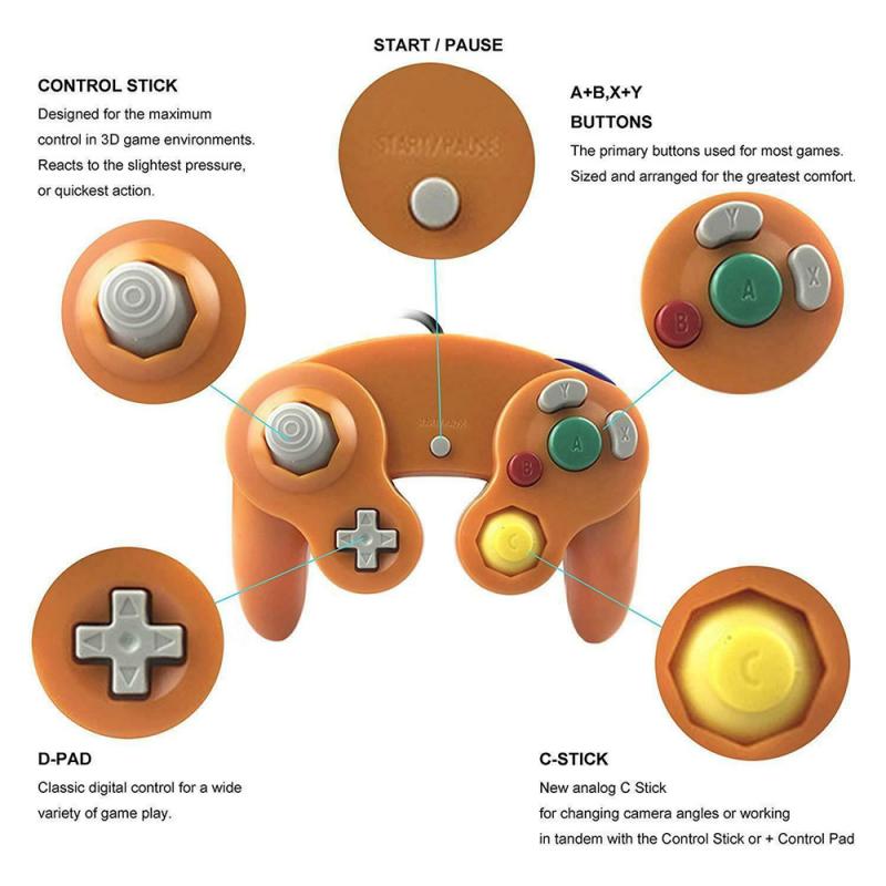 For Gamecube For NGC Controller GC Port PC USB Wired Gamepad Joypad Joystick For Nintendo For MAC Computer Game Accessory