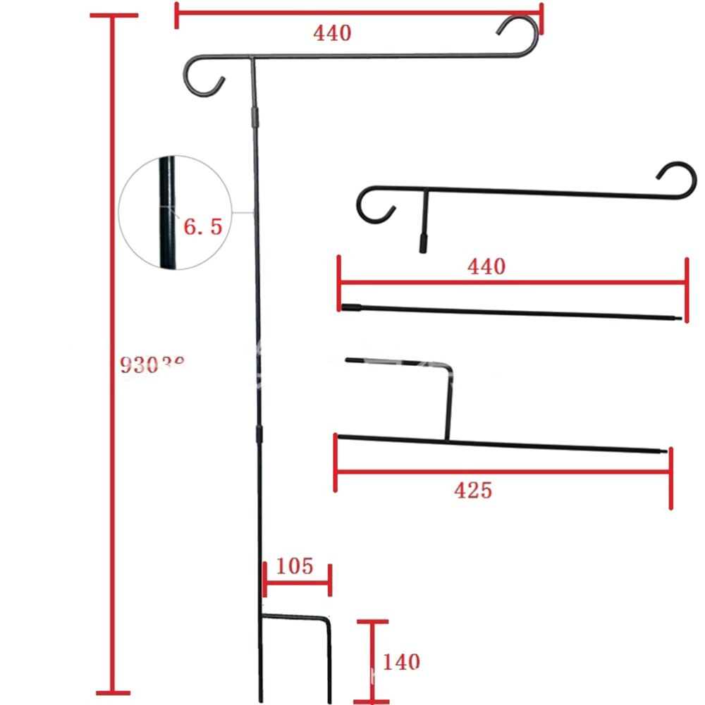 1pc Flag Pole Durable Iron Practical Flag Post Banner Bracket Flags Stand Flags Holder for Yard