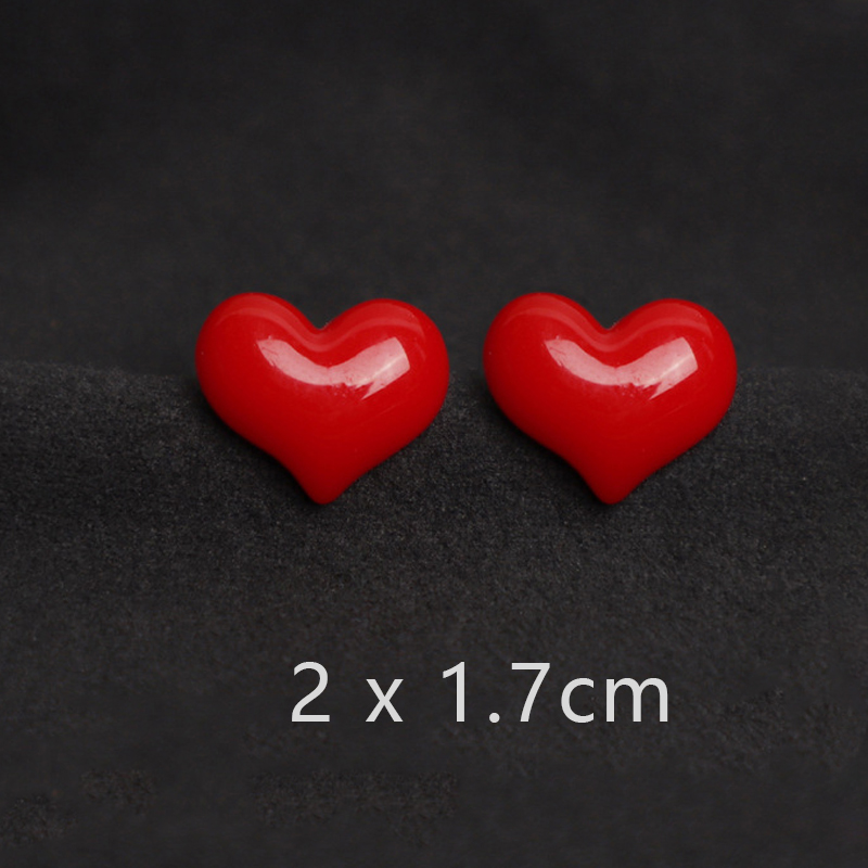 2Pcs Women Cute Red Heart Brooches Romantic Love Heart Resin Pins Mini Decorative Lovers Clothes Bag Accessories: Gold-color