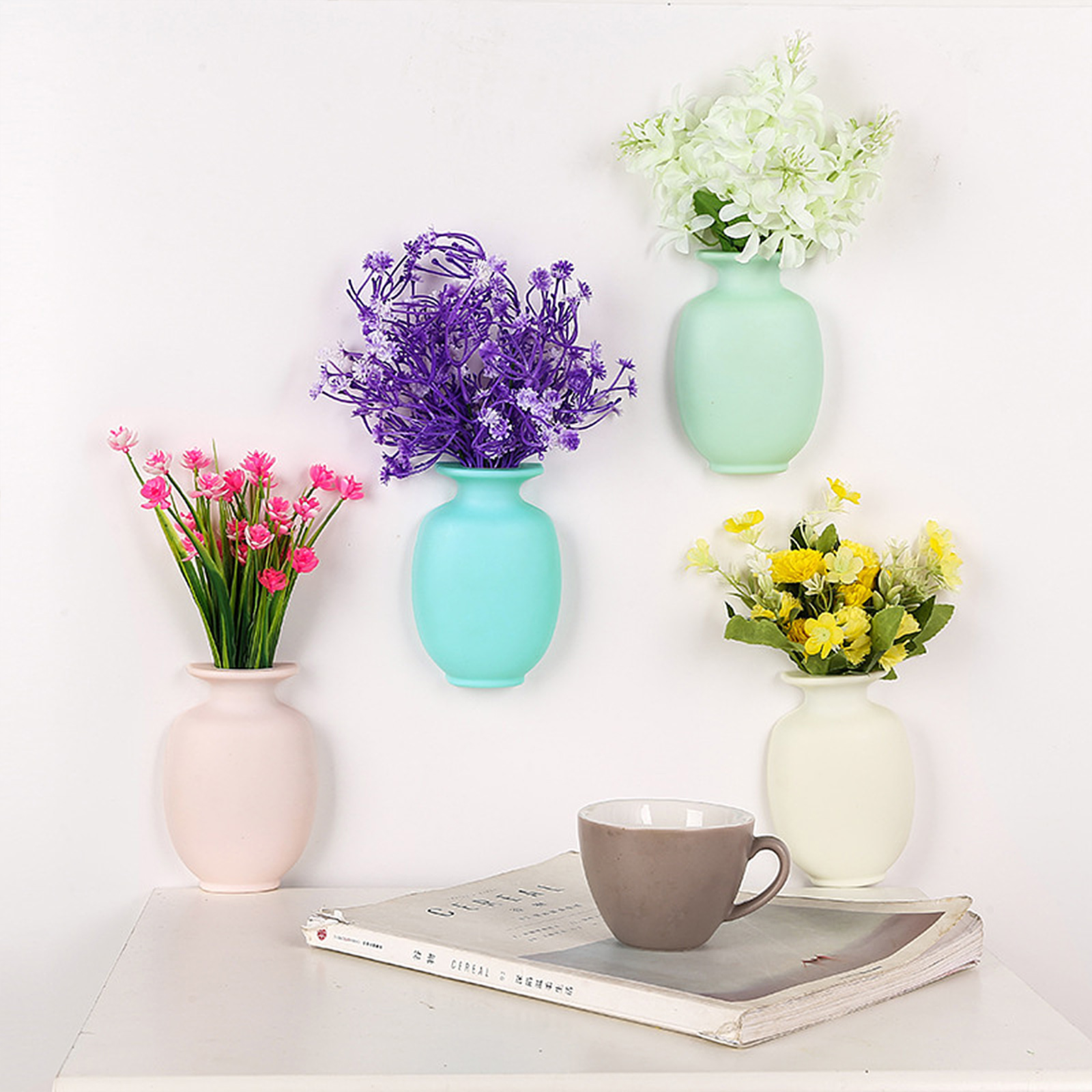Wall Hanging Flower Vase Flower Arrangement Flower Pot Suction Cup Vases Sticker Seamless Pot Living Room Decoration Home Decor