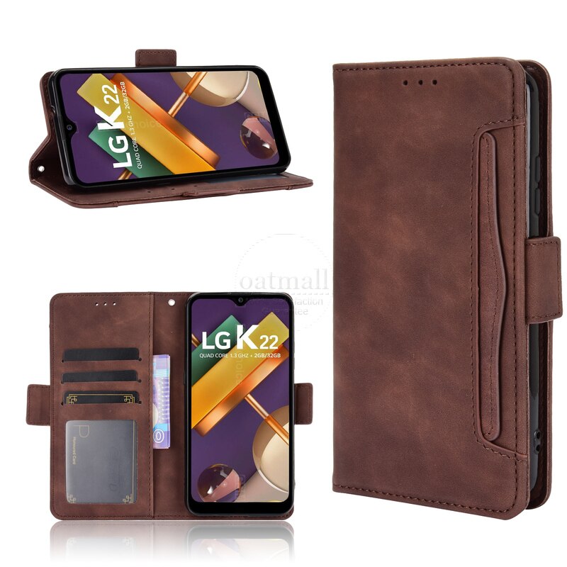 Étui portefeuille en cuir à rabat pour LG K22, couverture de livre magnétique de luxe pour téléphone portable