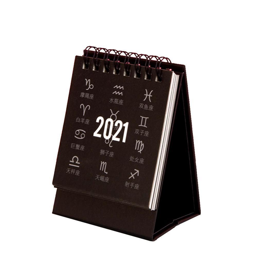 Jaar Mini Kalender Diy Draagbare Desk Twaalf Dagelijkse Schema Constellation Kalenders Leuke Tafel Kalender Planne V2O1: black