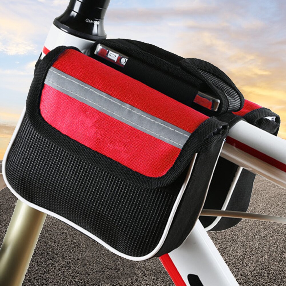 Mtb Fiets Zadeltas Frame Top Tube Fietsen Telefoon Case Fiets Pouch Telefoon Dubbele Tas Fiets Accessoires Reflecterende Streep
