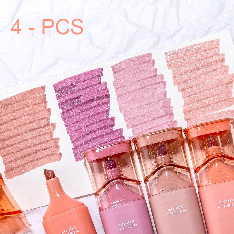 4 pièces/ensemble de stylos fluorescents, marqueurs visuels et de grande capacité pour le marquage et le marquage dans les manuels: Rose