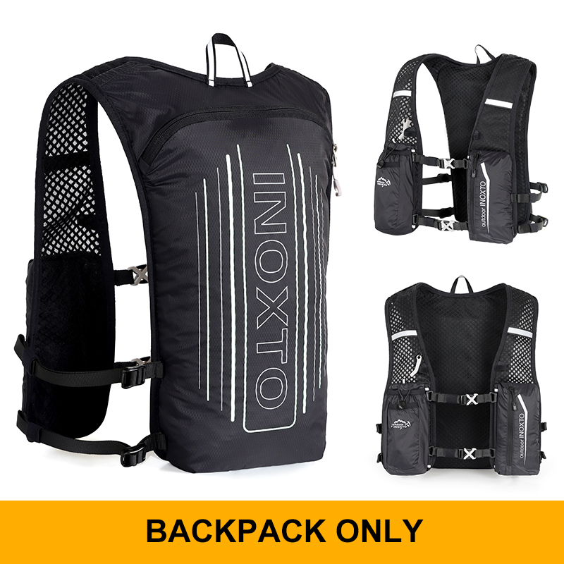 Reflektierende Weste für Damen und Herren, verstellbarer Brustgurt, Lauf-Trinkweste, leichter reflektierender Trinkrucksack, su: schwarze farbe