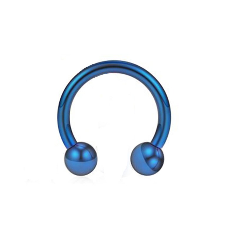 Rvs Neus Stud Kleurrijke C-Vorm Piercing Oorbel Nose Ring Prong Mode Body Piercing Sieraden: Style 1 blue