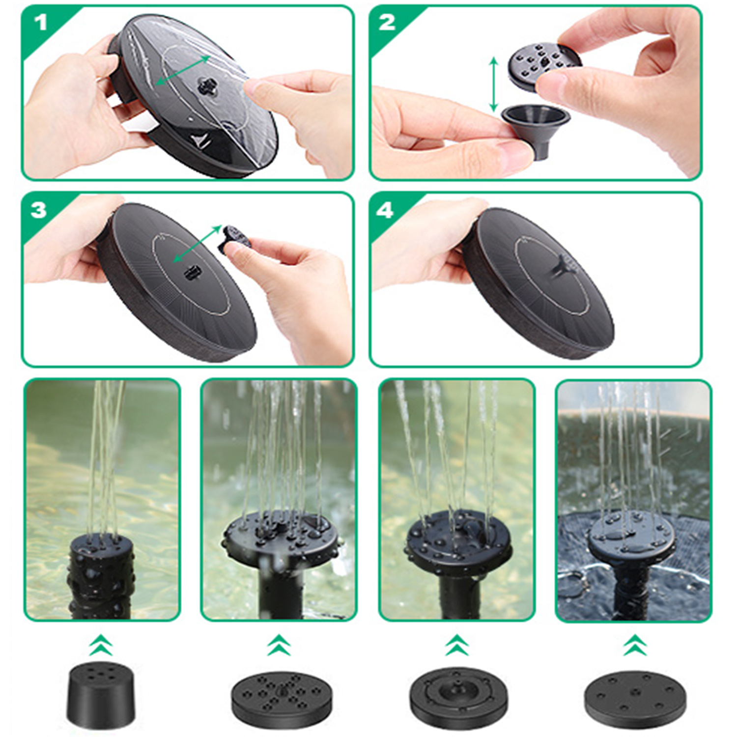10V 2.5W Solar Bird Bath Fountain Pump Free Standing Floating Solar Powered Water Fountain Pump for Garden Pond Pool Outdoor