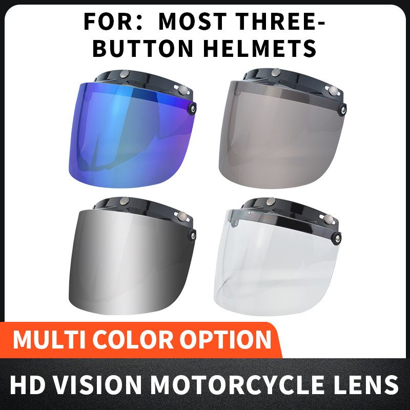 Motorcykelhjälmslins cykelmask antiuv avtagbar vindtät 3-- snäpps cykelvisir linsskydd cykelhjälmar uppfällbara nedfällbara