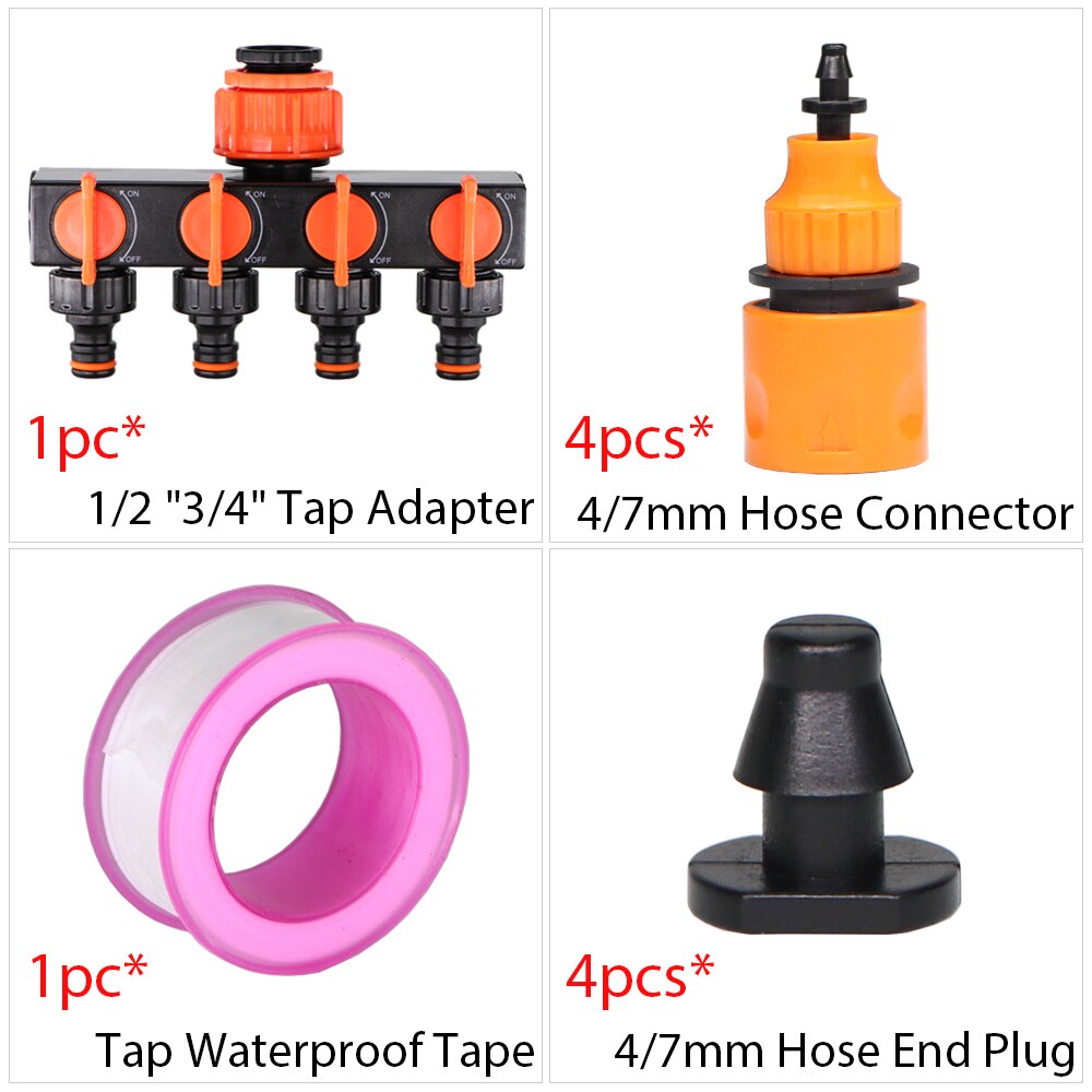 Trädgård droppbevattning vattenkran kopplingssats 1/2 " 3/4 " hangänga nippelskarv 4/7mm slang snabbadapter bevattningsverktyg: L