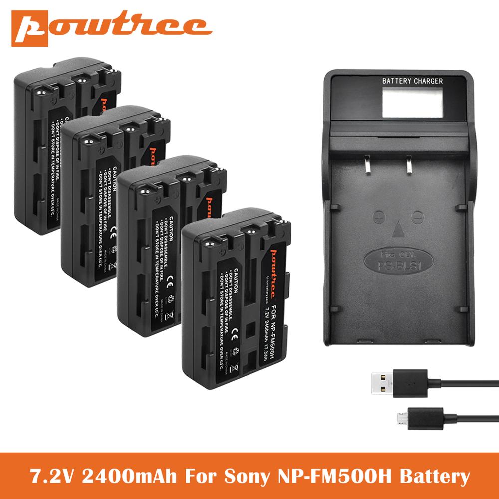 NP-FM500H Batterij + Lader Voor Sony Alpha A900 A57 SLT-A57 A58 SLT-A58 A65 SLT-A65 A68 SLT-A68 ILA77 SLT-A77 Ii Digitale camera: 4X Battery-Charger