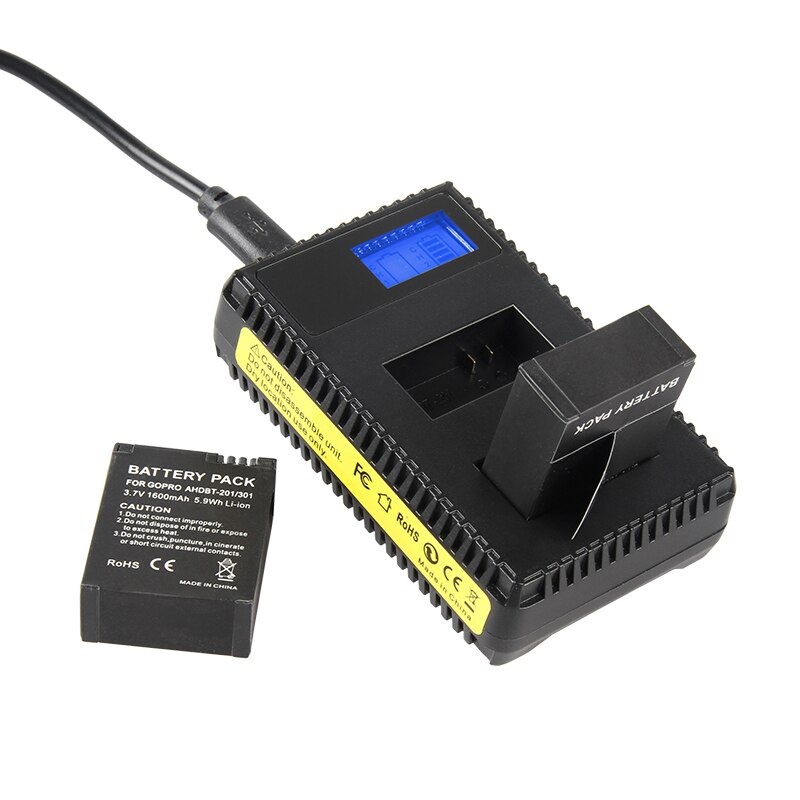 Batería Para GoPro 2 3 HERO3 HERO3 + Hero 2 AHBBP-301 AHDBT 201 AHDBT 301 AHDBT 302 1600mah cargador de baterías de la cámara