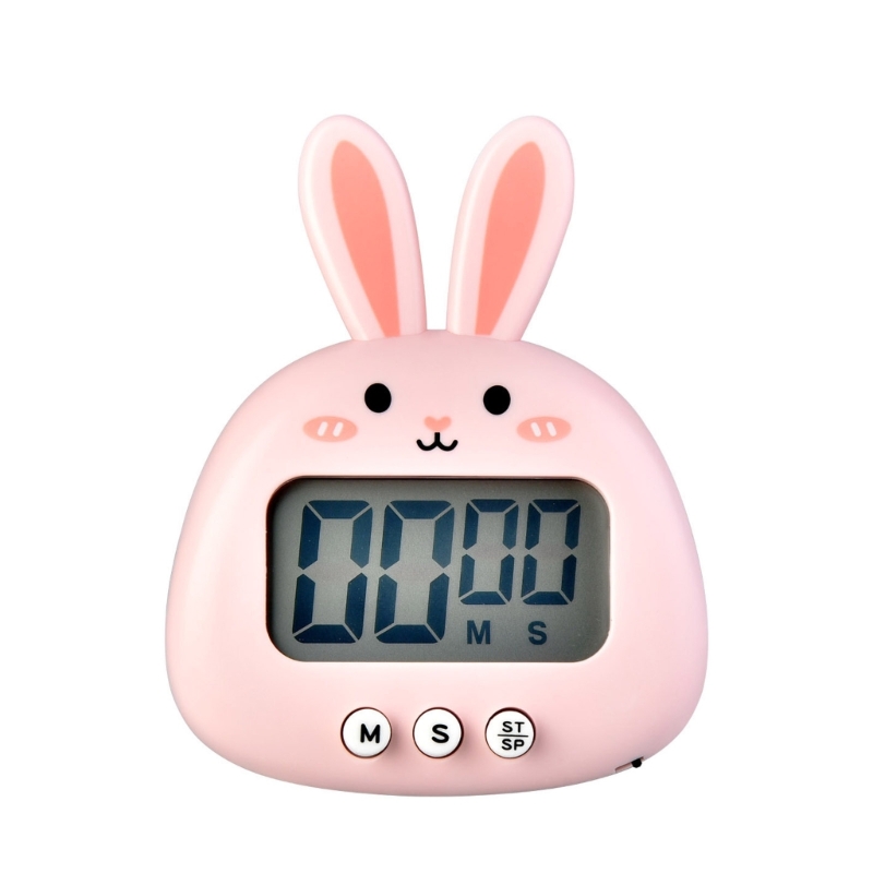 Niedlicher Cartoon-Tier-Countdown-Timer, Frosch-Kuh, digitaler Kochtimer mit Ständer: Lila
