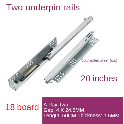 Rail coulissant de meuble à fermeture souple, deux sections de longueur: 20inch