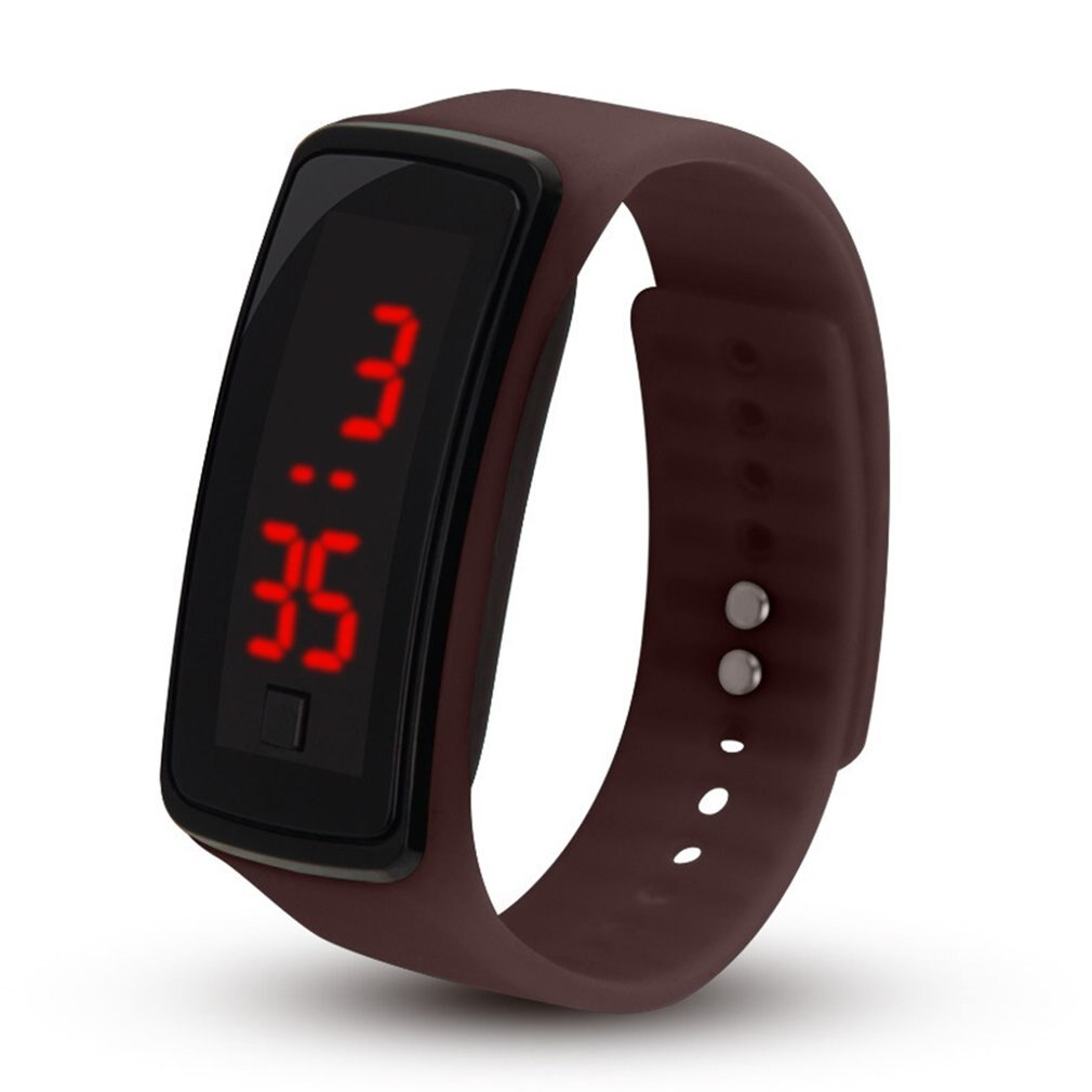 Relojes deportivos LED para hombre y mujer, de silicona de Color caramelo, con pantalla táctil, relojes digitales, pulsera impermeable, reloj de pulsera para niños: coffee