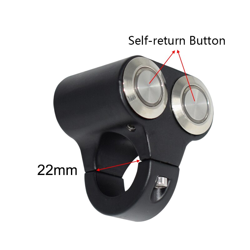 Aluminum 22mm 25mm Motorcycle Switches Headlight Hazard Brake Fog Light ON OFF Control Double Switch With Yellow Indicator Light: Self-return(22mm)