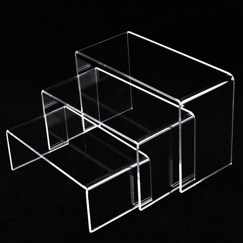 Exhibidor de pie con pantalla transparente de acrílico de 3 niveles, Exhibidor de exhibición para joyería, cosméticos, colección de maquillaje, soporte organizador