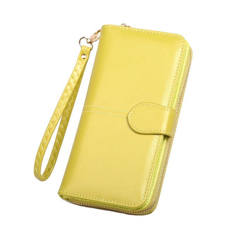 Dames pu leren portemonnee creditcard dames portemonnee lange clutch rits dames effen portemonnee: Geel
