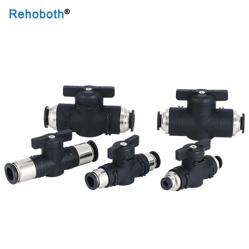 BUC-4mm/6mm/8mm/10mm/12mm Black pneumatic switch quick quick insertion PU air pipe joint hand valve air valve ball valve