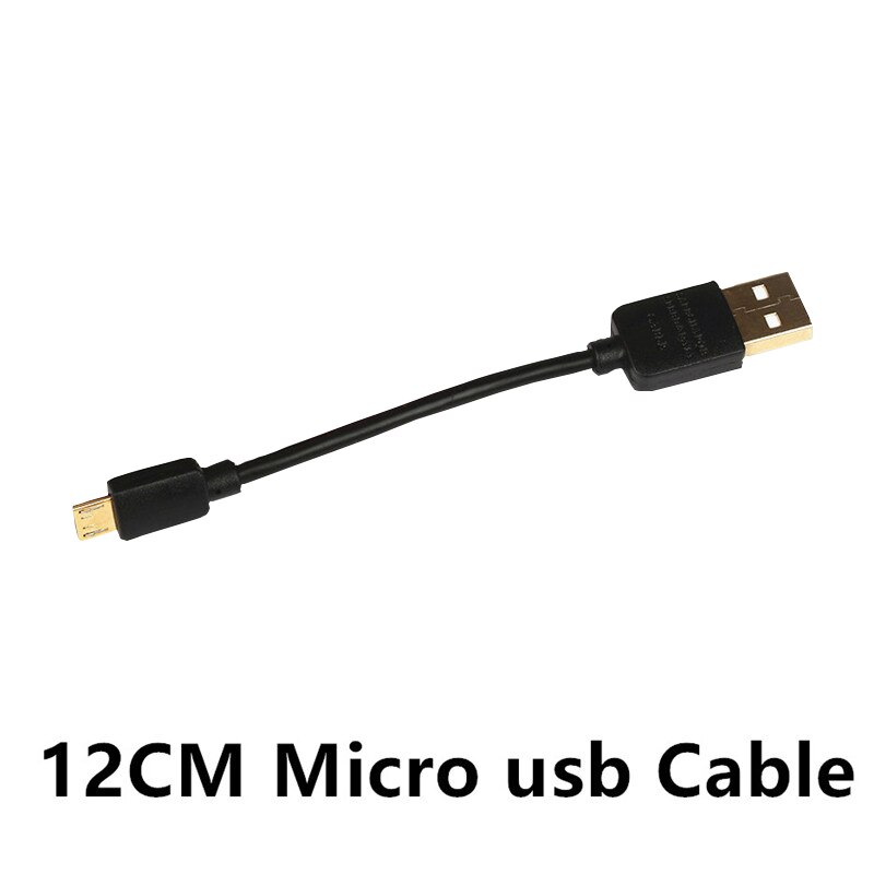 Fffas 12 Cm Korte Micro Usb-kabel Vergulde Golden Charger Draad Zwart Power Bank Adapter Voor Powerbank Muis Bluetooth oortelefoon