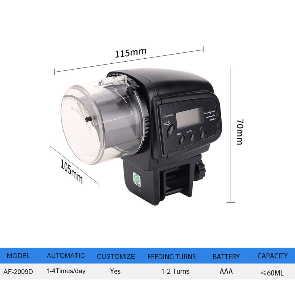 Adjustable Automatic Aquarium Timer Auto Fish Tank Pond Food Feeder Feeding with LCD Aquarium Tank Automatic Fish Feeder: AF 2009D