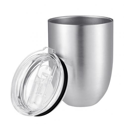 10oz udendørs picnic camping kaffekopper med låg rustfrit stål stammeløs ubrydelig mælkeøl drikke drikke kop tekopper drinkware: Sølv