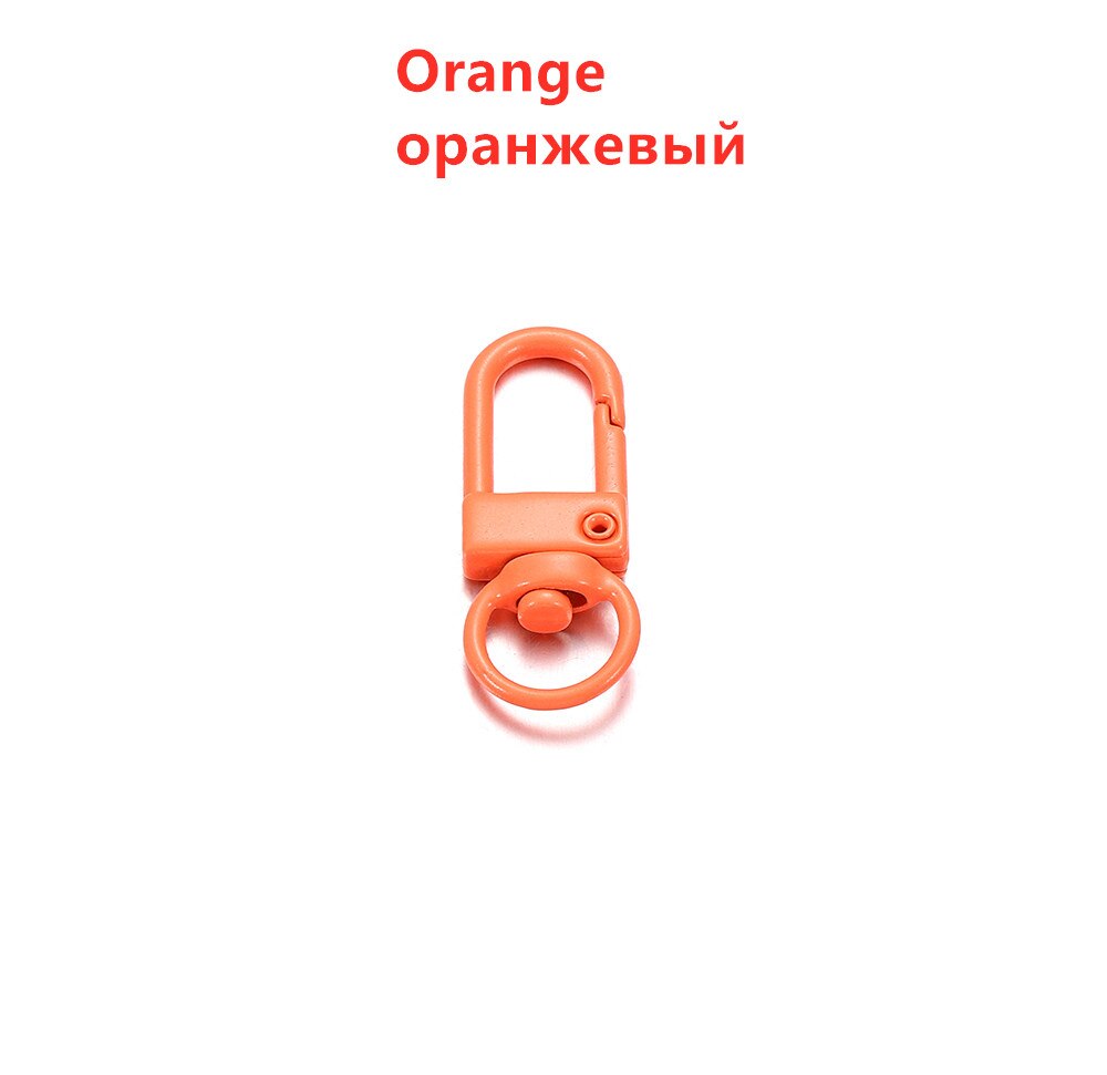 10 unids/lote de llavero colorido, cierre de mosquetón de Metal, Clips de gancho para llavero, ganchos, DIY, joyería, accesorios: Orange