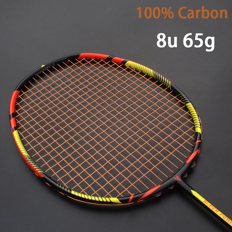 8U 65g Carbon Fiber Offensive Badminton Rackets Strungs Bags 22-30LBS Ultralight Racquet Sports Adult