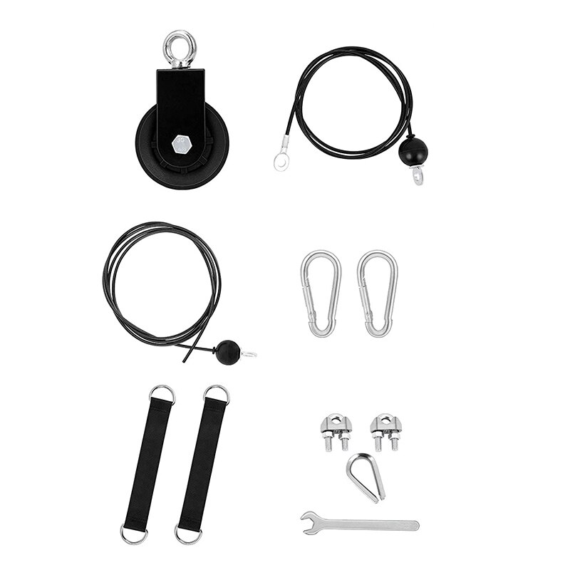 Système de poulie de Fitness, avec 1.8M/2. Câble de remplacement pour Fitness, poulie de Rotation à 360 °, sangles de suspension et boucles de levage: Default Title