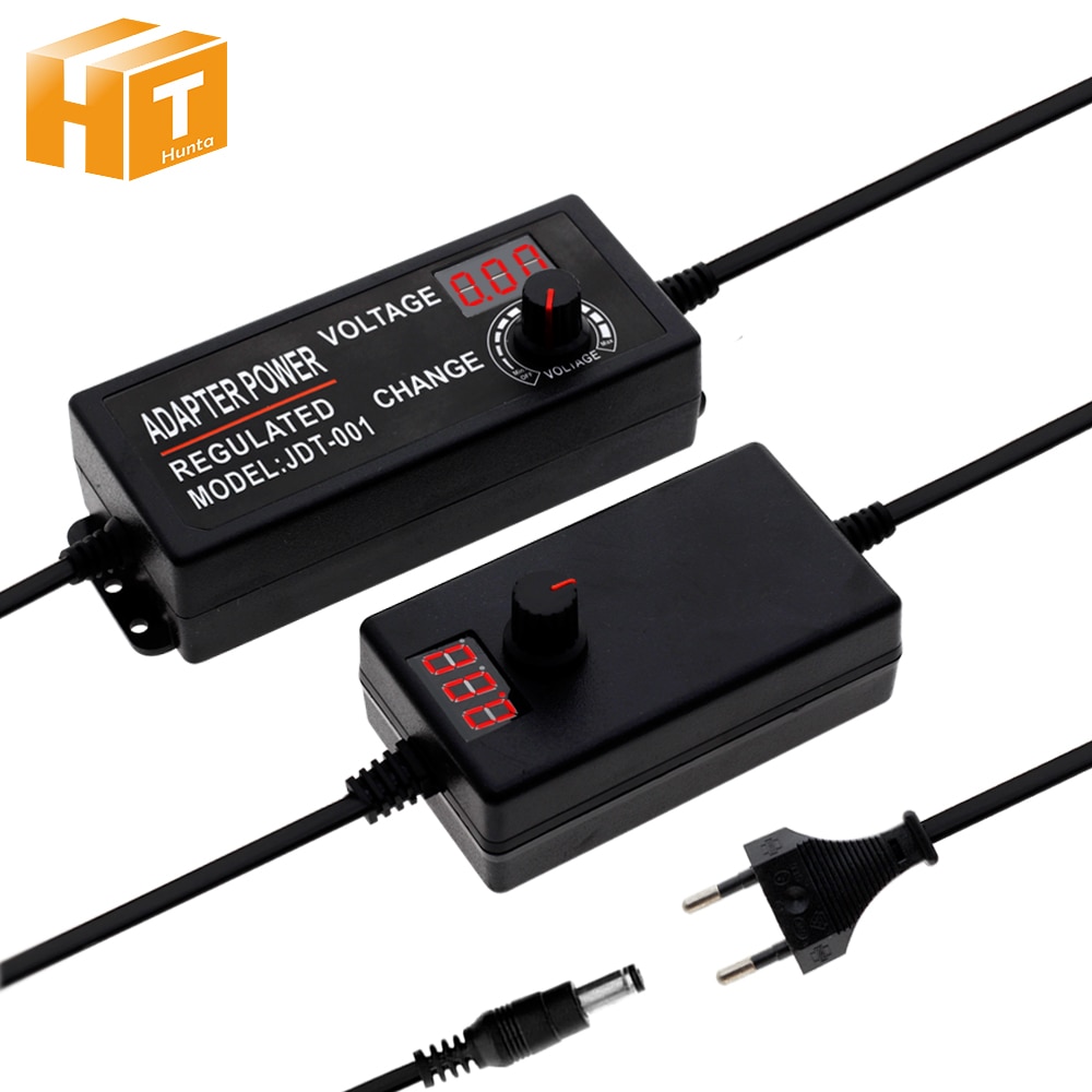 Adjustable AC to DC 3-12V 9-24V Voltage Regulated Adapter with display Screen Universal Power Supply Adapter EU/US Plug