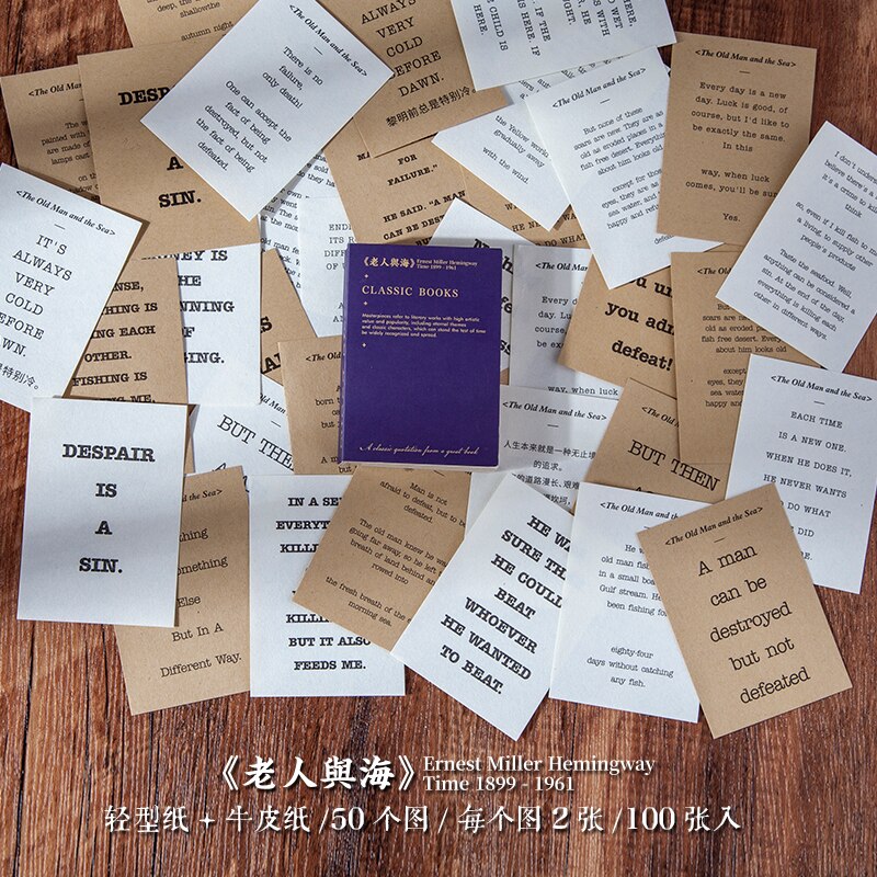 100 hojas de obra maestra de escritor, pequeño libro de recortes, material de decoración diy vintage, marcador de Arte de papel artesanal, papel de origami