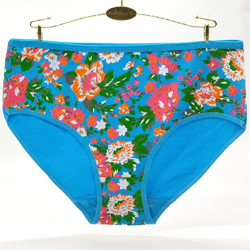 4pcs/lot 2XL/3XL/4XL plus size briefs women underwear Flower print ladies panties large size women's cotton 89245